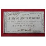 1861 North Carolina 5 Cent Fractional Note