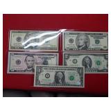 $1, $2, $5, $10 $20 Federal Reserve Star Notes