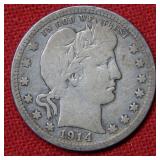 1914 Barber Silver Quarter