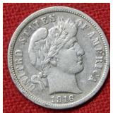 1916 Barber Silver Dime