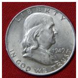 1949 D Franklin Silver Half Dollar Coin