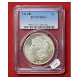 1921 D Morgan Silver Dollar PCGS MS63