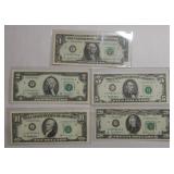 $1, $2, $5, 10, $20 Federal Reserve Star Notes