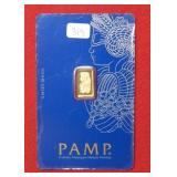 PAMP 1 gram 999.9 Fine Gold Bar