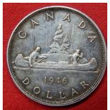 1946 Canada Silver Dollar Coin