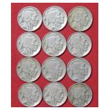 (12) 1938 D/D Buffalo Nickels