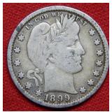 1899 Barber Silver Quarter