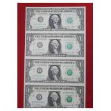 1981 Partial Uncut Sheet of $1 Fed Res Notes