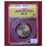 2007 Washington Presidential Dollar ANACS MS64