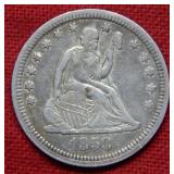 1858 Seated Liberty Silver Quarter - No Motto