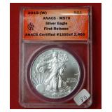 2015 (W) Silver Eagle 1oz ANACS MS70-First Release