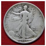 1917 D REV Walking Liberty Silver Half Dollar Coin