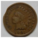 1901 Indian Head Cent - Clipped Planchet