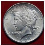 1921 Peace Silver Dollar Coin - High Relief