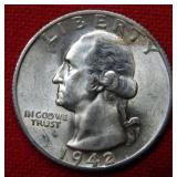 1942 S Silver Washington Quarter Coin