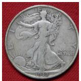 1918 S Walking Liberty Silver Half Dollar Coin
