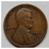 1911 S Lincoln Wheat Cent Coin