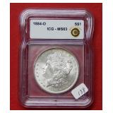 1884 O Morgan Silver Dollar ICG MS63