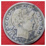 1912 Barber Silver Quarter