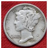 1918 S Mercury Silver Dime
