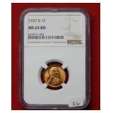 1937 D Lincoln Wheat Cent NGC MS63 Red