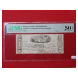 1837 Pennsylvania 10 Cent Fractional Note PMG 50