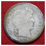 1904 S Barber Silver Dime