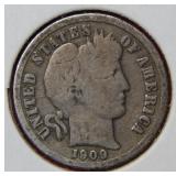 1909 D Barber Silver Dime