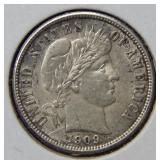 1909 Barber Silver Dime