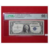 1957 B $1 Silver Certificate FR#1621 PMG 66