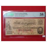 1863 North Carolina $5 Note PMG 58