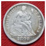 1890 Seated Liberty Silver Dime