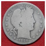 1896 S Barber Silver Half Dollar Coin