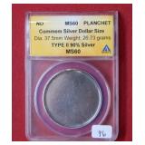 Blank Planchet - Comm Silver Dollar ANACS MS60