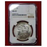 1887 Morgan Silver Dollar NGC MS65