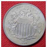 1866 Shield Nickel with Rays