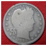 1899 S Barber Silver Quarter Coin