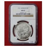 1921 Morgan Silver Dollar NGC MS63