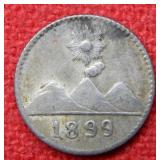 1899 Guatemala 1/4 Silver Real Coin