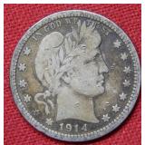 1914 Barber Silver Quarter