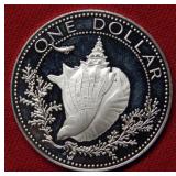 1975 Bahamas Dollar - Silver Sea Shell Comm