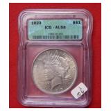 1923 Peace Silver Dollar ICG AU58