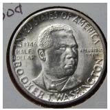 1946 D Booker T Washington Silver Half Dollar