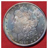 1890 Morgan Silver Dollar Coin - Rainbow Toning