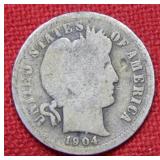 1904 S Barber Silver Dime