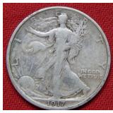 1917 S Walking Liberty Silver Half Dollar Coin