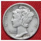1919 S Mercury Silver Dime