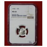 1942 Mercury Silver Dime NGC MS66