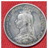 1890 Great Britain 6 Pence Silver Coin