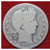 1913 Barber Silver Half Dollar